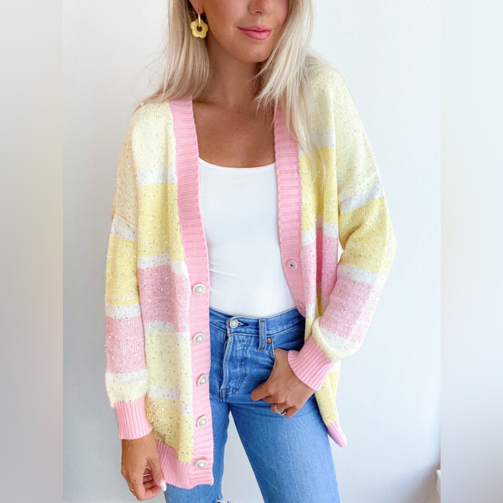 OLIVIA RUBIN Pink and Yellow Cardigan